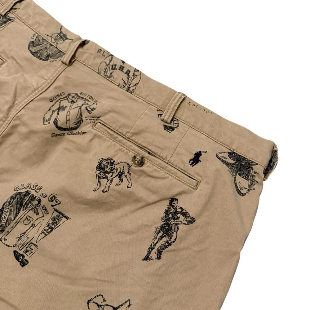 Polo Ralph Lauren Tan University AOP Men’s Stretch Chino Short Size 42 - Picture 4 of 7